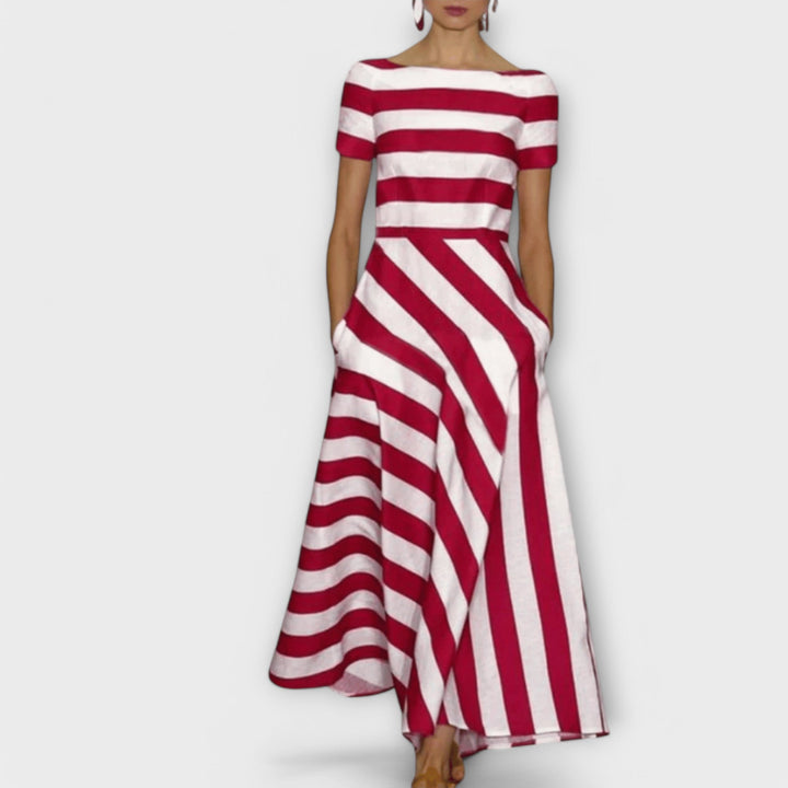 Janell - paskowana sukienka maxi
