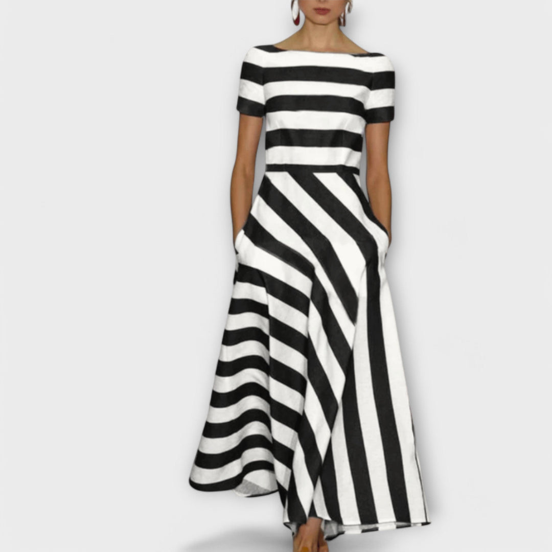 Janell - paskowana sukienka maxi