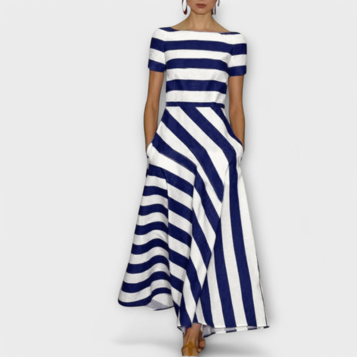 Janell - paskowana sukienka maxi
