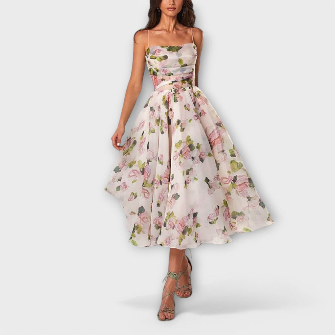 Elegancka Sukienka Midi z Chiffonu
