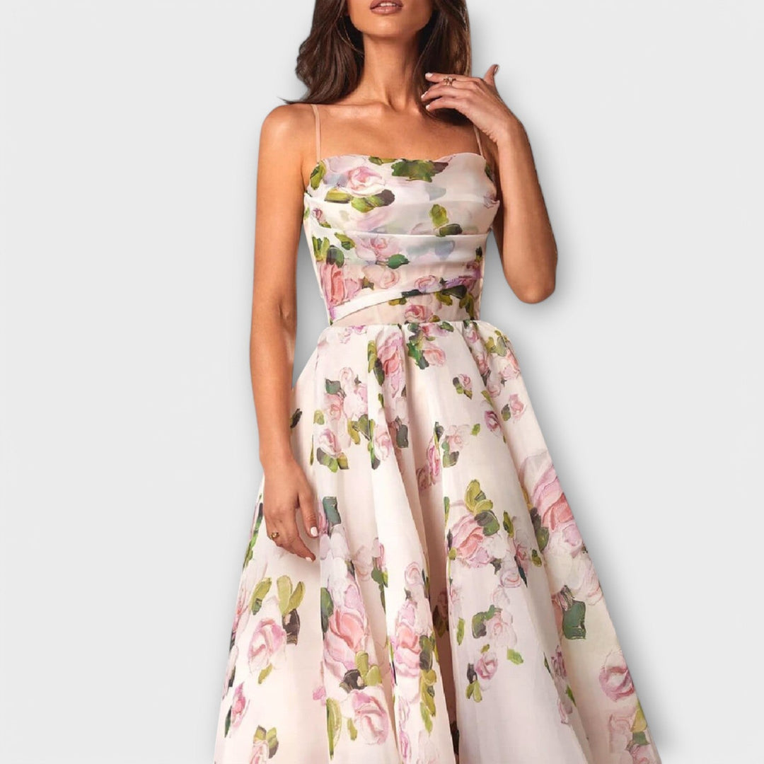 Elegancka Sukienka Midi z Chiffonu