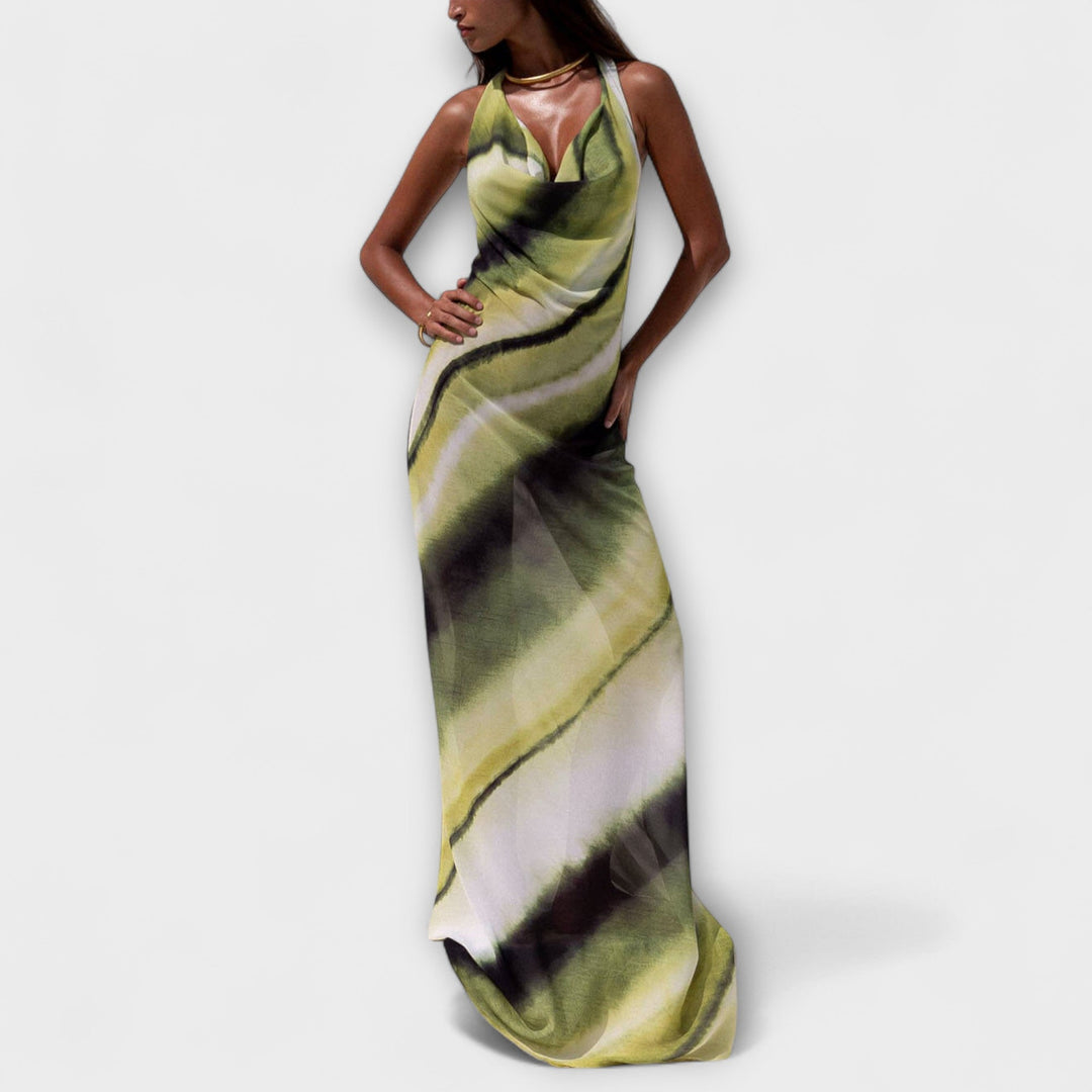Klasyczna sukienka maxi w tie-dye gradient