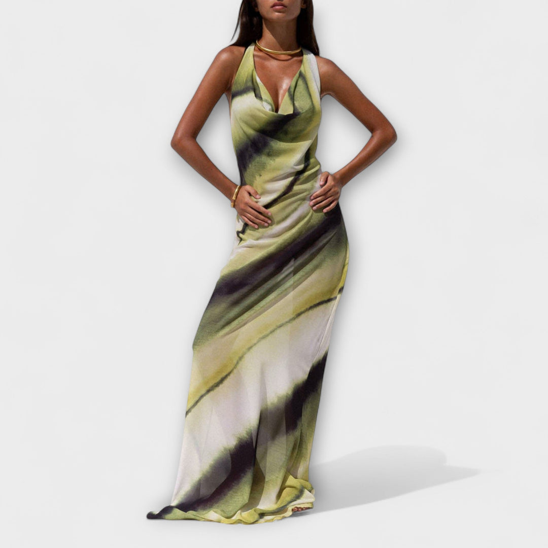 Klasyczna sukienka maxi w tie-dye gradient