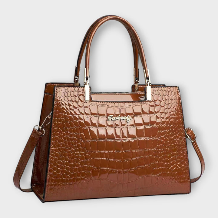 Elegant Crocodile Leather Pattern Handbag