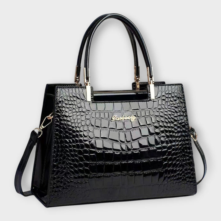 Elegant Crocodile Leather Pattern Handbag