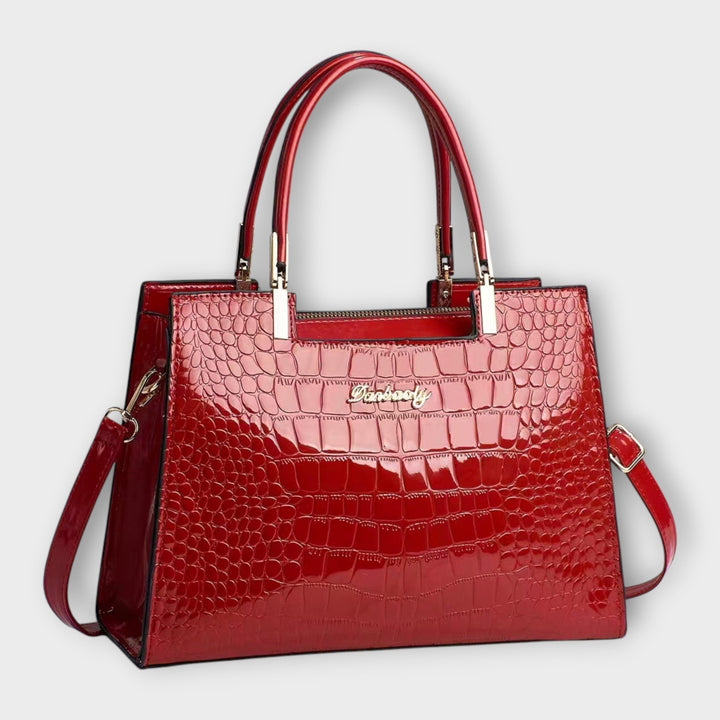 Elegant Crocodile Leather Pattern Handbag