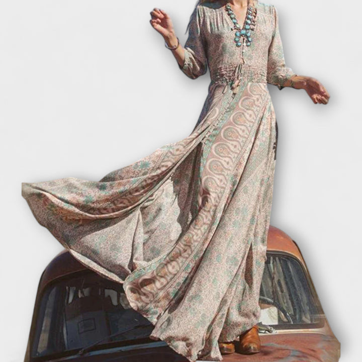 Luźna boho sukienka maxi
