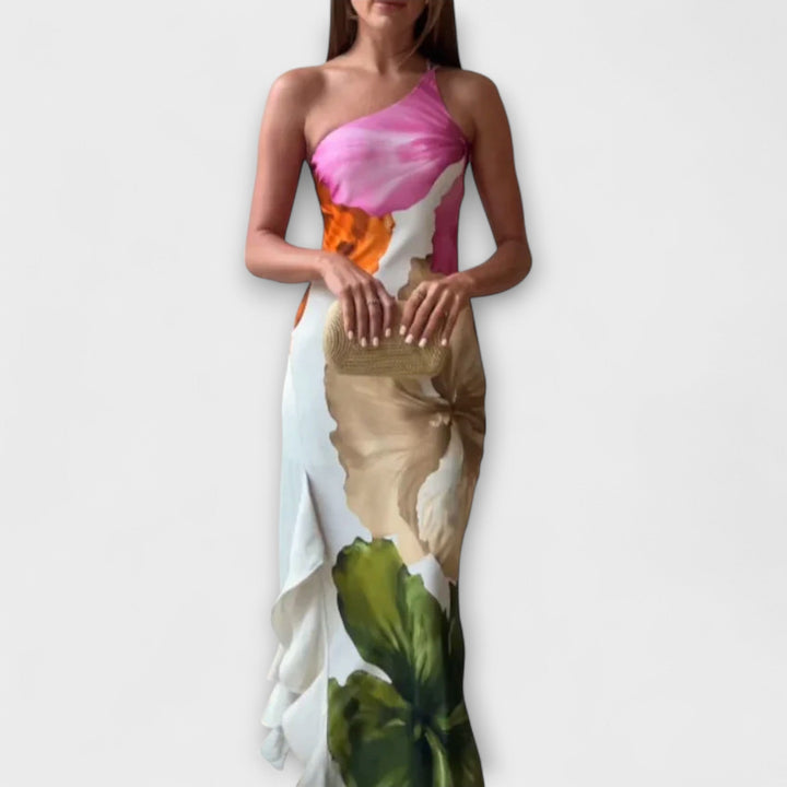 De Sapphire - Elegancka Sukienka Maxi w Stylu Patchwork