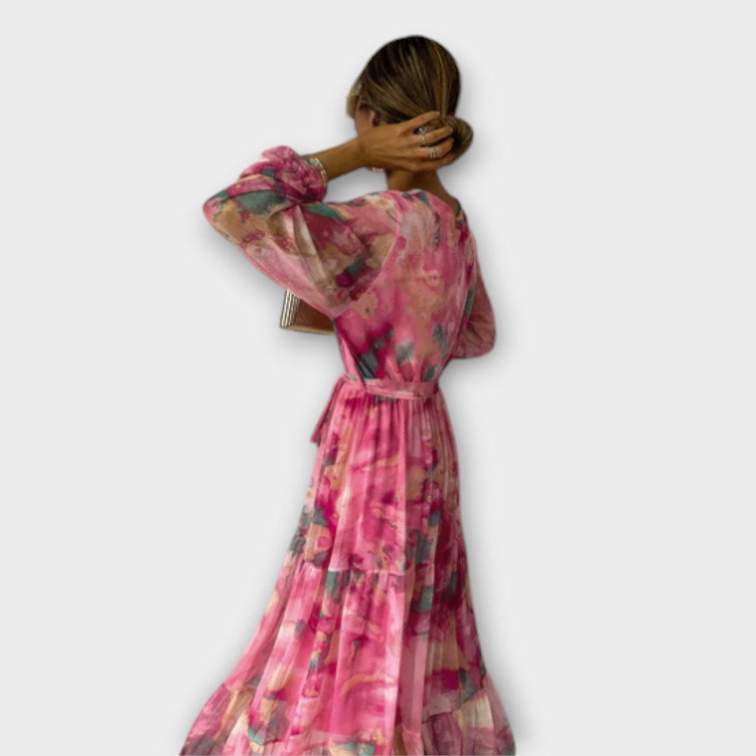 Evelyn - Sukienka Maxi w Akwarelowym Stylu