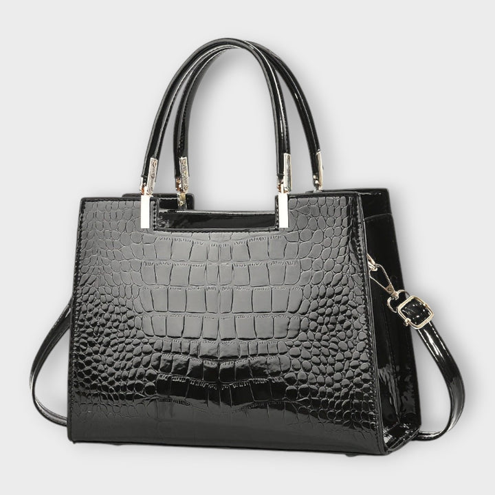 Elegant Crocodile Leather Pattern Handbag
