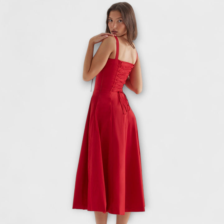 Zipporas - Dopasowana sukienka bustier z nowoczesnym printem wiosennych kwiatów
