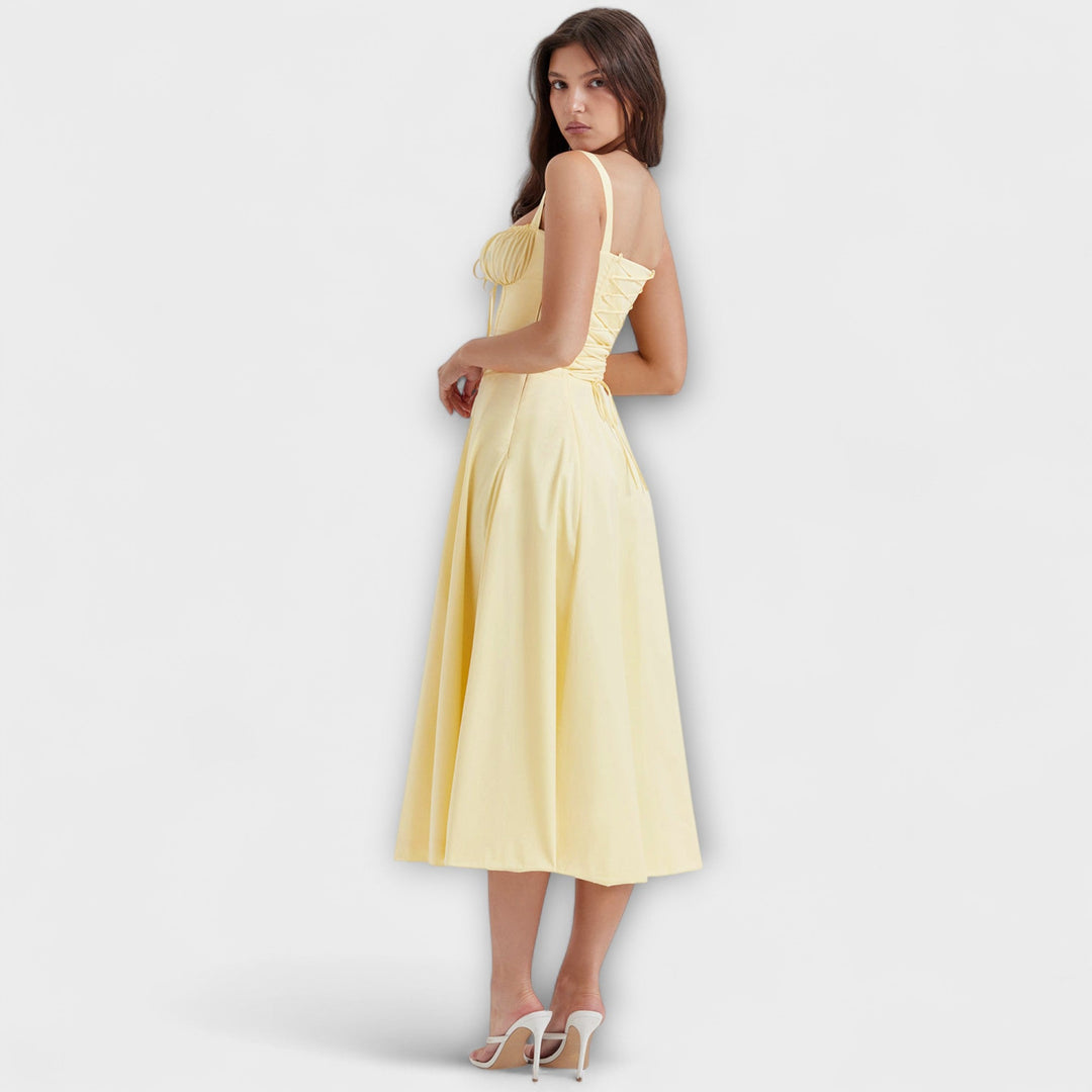 Zipporas - Dopasowana sukienka bustier z nowoczesnym printem wiosennych kwiatów